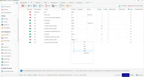 File alarms configuration